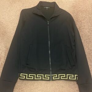 Versace track jacket with full zip front with brands signature Greca print